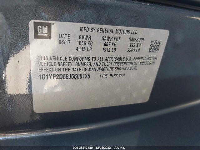 Chevrolet Corvette Z06 2018 1G1YP2D68J5600125 Image 9