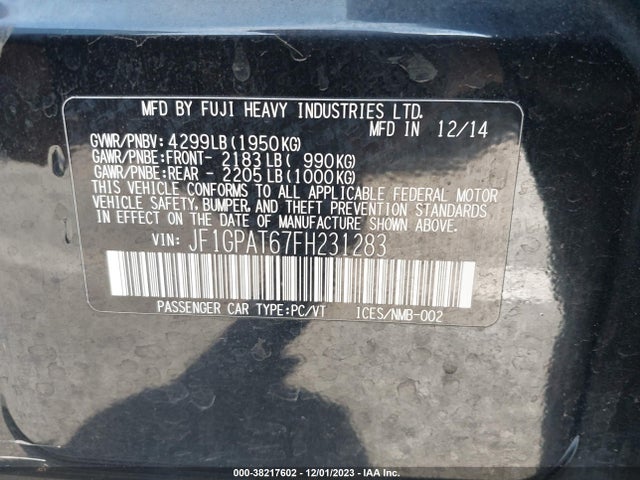 JF1GPAT67FH231283 Subaru Impreza 2.0i Sport Premium