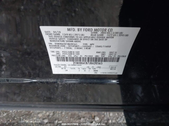 Ford FLEX SEL 2018 2FMHK6C87JBA20565 Image 9