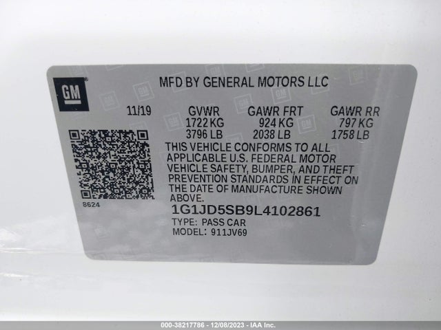 1G1JD5SB9L4102861 Chevrolet Sonic Fwd  Lt