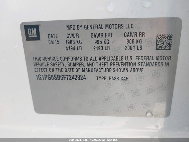 Chevrolet CRUZE LTZ 2015 1G1PG5SB6F7242824 Image 9