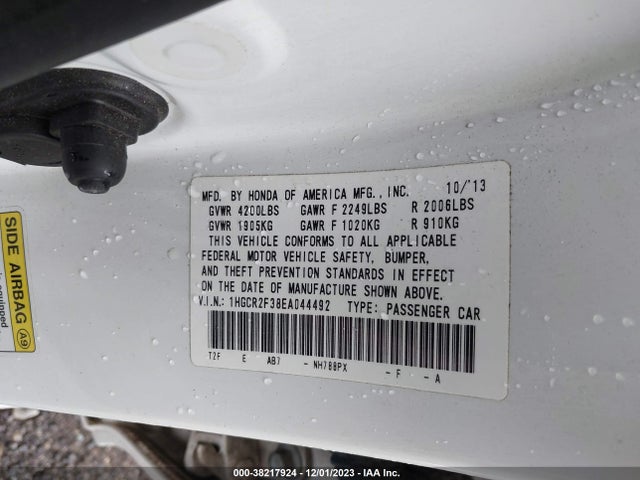 Honda ACCORD LX 2014 1HGCR2F38EA044492 Image 9