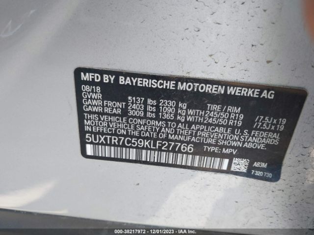 5UXTR7C59KLF27766 BMW X3 Sdrive30i