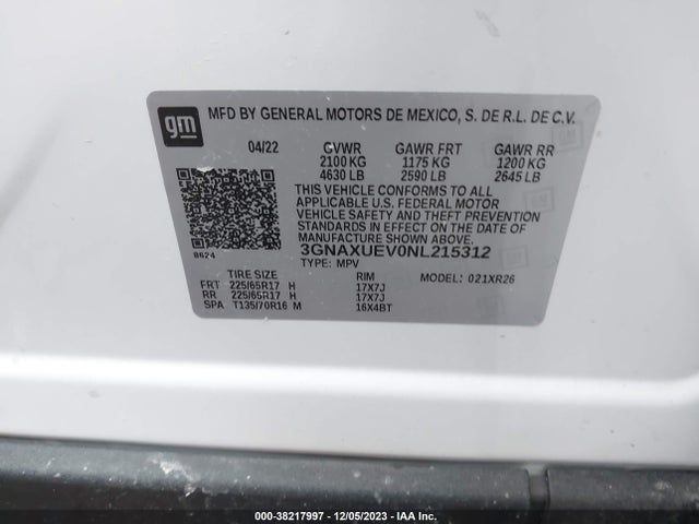 Chevrolet Equinox Awd Lt 2022 3GNAXUEV0NL215312 Image 9