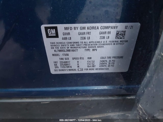 Chevrolet Trailblazer Awd Lt 2021 KL79MRSL2MB146477 Image 9