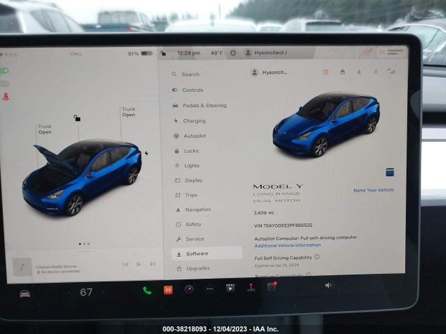 2023 TESLA MODEL Y AWD/LONG RANGE DUAL MOTOR ALL-WHEEL DRIVE VIN: 7SAYGDEE2PF885522