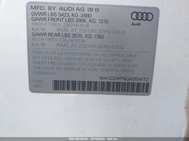 WA1C2AFP4GA059472 Audi Q5 2.0t Premium
