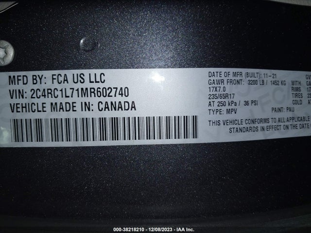 2C4RC1L71MR602740 Chrysler Pacifica Hybrid Touring L