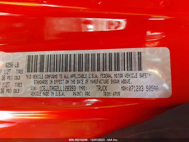 1C6JJTAG2LL128393 Jeep Gladiator Sport S 4x4