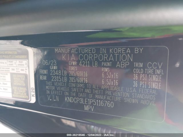 KNDCP3LE1P5116760 KIA NIRO LX