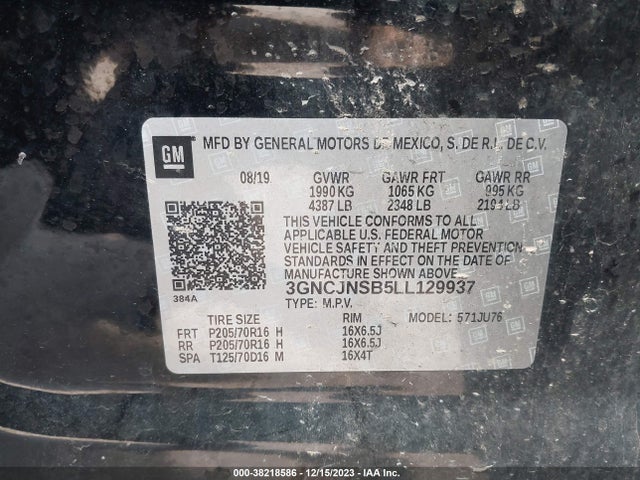 Chevrolet Trax Awd Ls 2020 3GNCJNSB5LL129937 Image 9