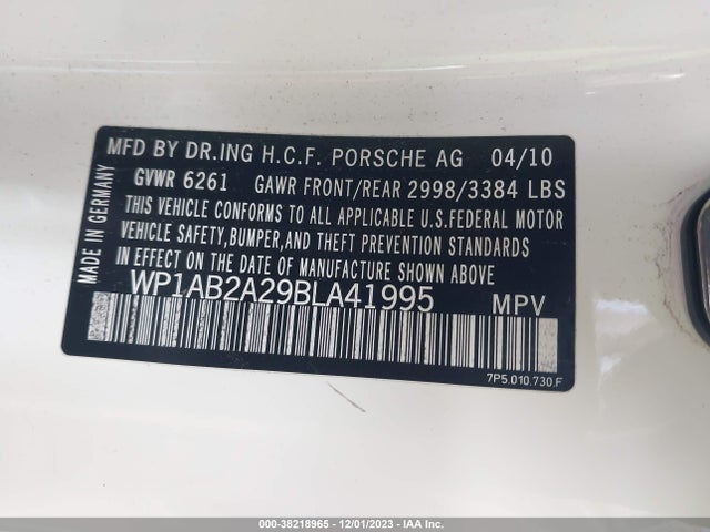 2011 PORSCHE CAYENNE WP1AB2A29BLA41995 Photo 8