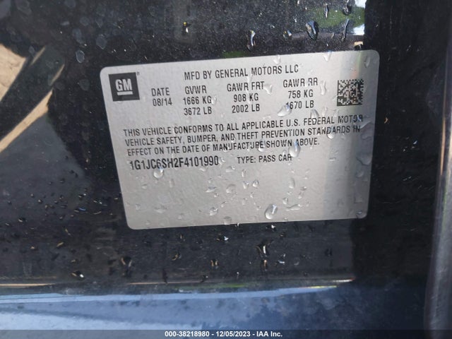 Chevrolet Sonic Lt Auto 2015 1G1JC6SH2F4101990 Image 9