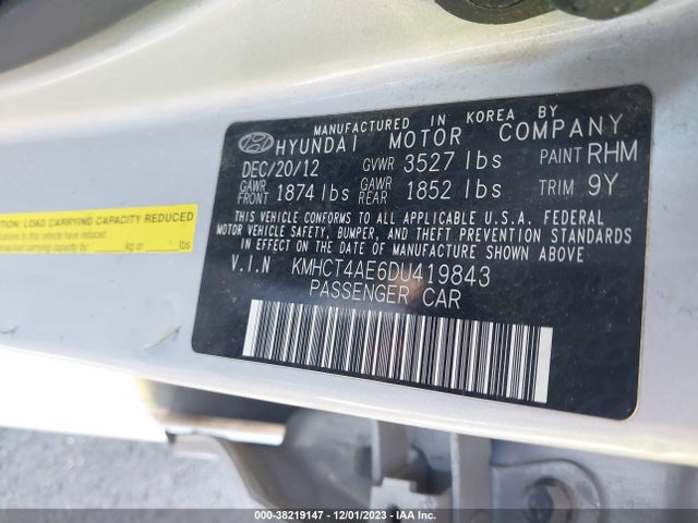 2013 HYUNDAI ACCENT GLS VIN: KMHCT4AE6DU419843