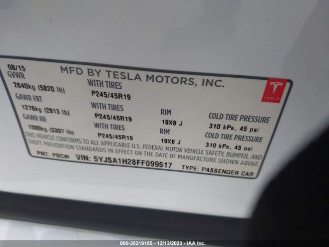 5YJSA1H28FF099517 Tesla Model S 70d/85d/p85d