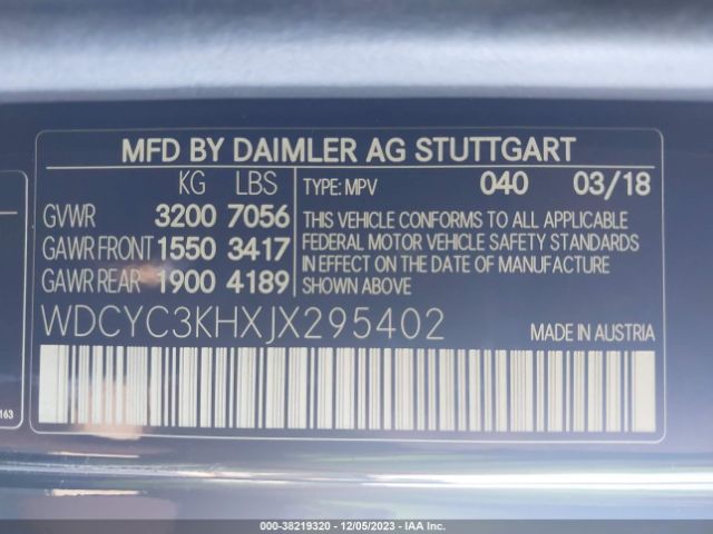 WDCYC3KHXJX295402 Mercedes-Benz G 550 4matic