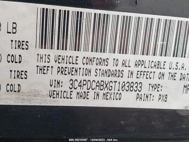 2016 DODGE JOURNEY SE VIN: 3C4PDCABXGT103833