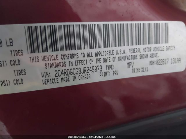 2C4RDGCG3JR249073 Dodge Grand Caravan Sxt