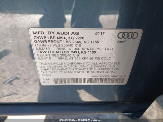 2017 AUDI Q3 WA1GCCFS1HR015415 Photo 8