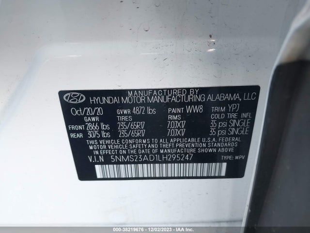 Hyundai Santa Fe Se 2020 5NMS23AD1LH295247 Image 9