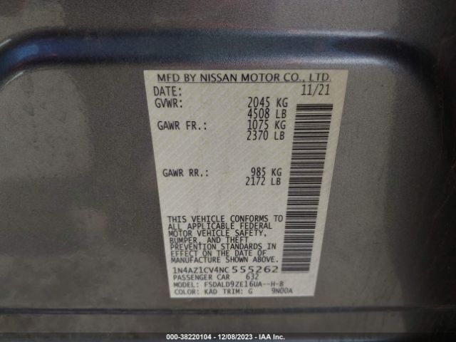 1N4AZ1CV4NC555262 Nissan Leaf Sv 40 Kwh