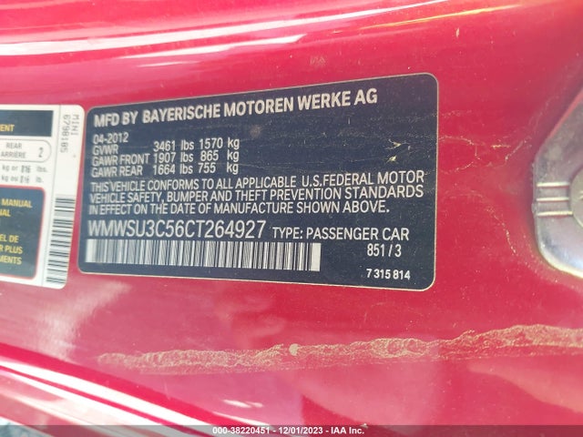 2012 MINI COOPER WMWSU3C56CT264927 Photo 8