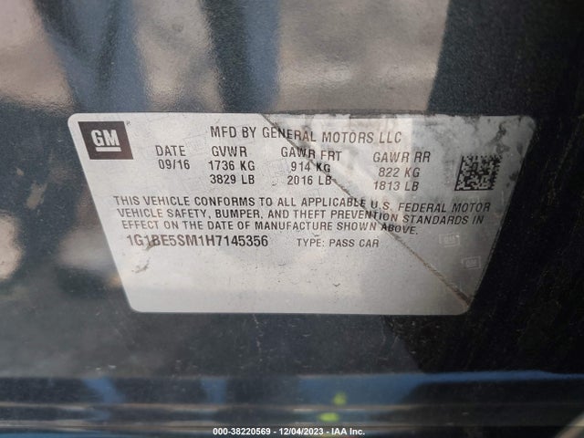 Chevrolet Cruze Lt Auto 2017 1G1BE5SM1H7145356 Image 9