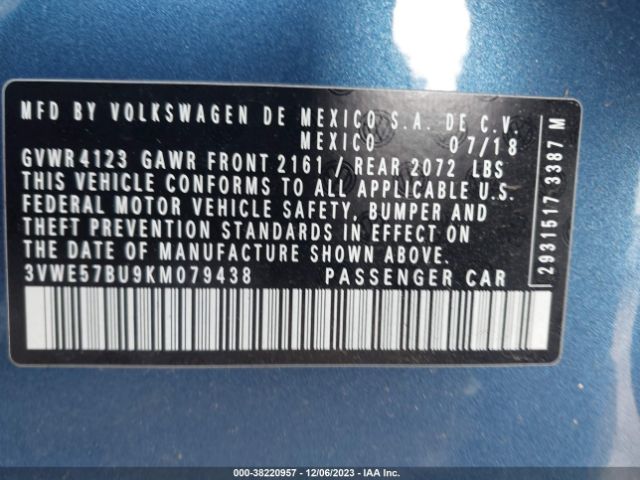 3VWE57BU9KM079438 Volkswagen Jetta 1.4t Sel