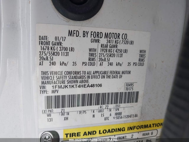 Ford Expedition El Limited 2017 1FMJK1KT4HEA48106 Image 9