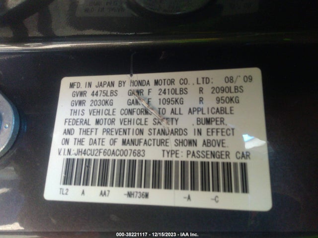2010 ACURA TSX 2.4 VIN: JH4CU2F60AC007683