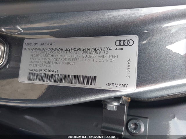 WAUJEHFF1KA106421 Audi A3 45 Premium
