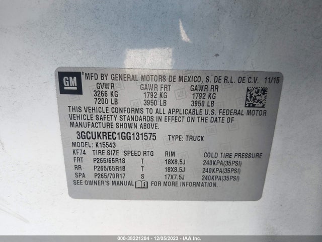 Chevrolet Silverado 1500 2lt 2016 3GCUKREC1GG131575 Image 9