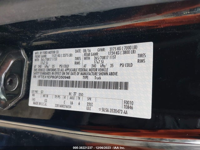 Ford F-150 Xl 2016 1FTEX1EP8GFD50948 Image 9