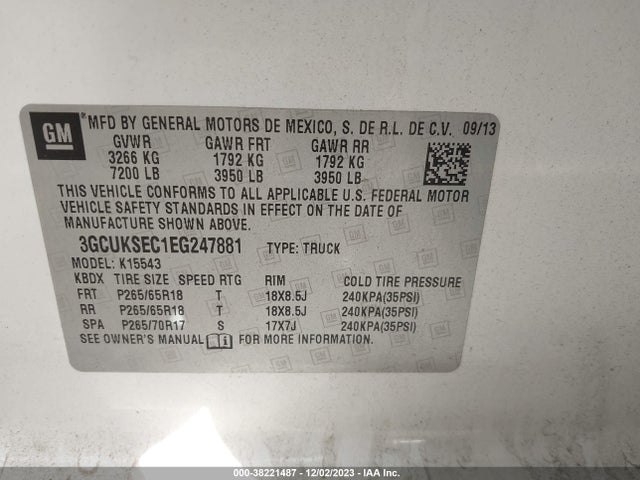 Chevrolet Silverado 1500 1lz 2014 3GCUKSEC1EG247881 Image 9