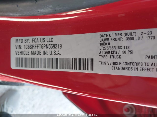 RAM 1500 Big Horn 2023 1C6SRFFT6PN559219 Image 9