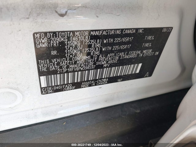 2023 TOYOTA RAV4 XLE VIN: 2T3P1RFV8PW398597