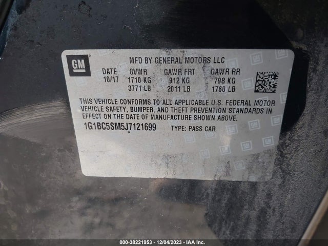 Chevrolet Cruze Ls Auto 2018 1G1BC5SM5J7121699 Image 9