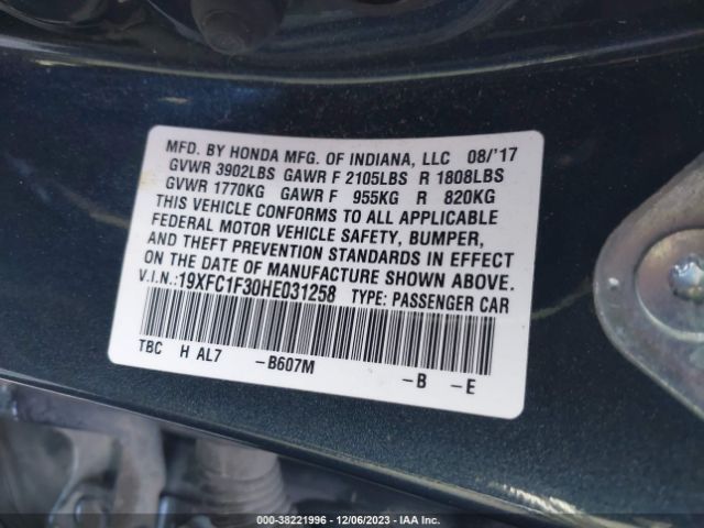 19XFC1F30HE031258 Honda Civic Ex-t
