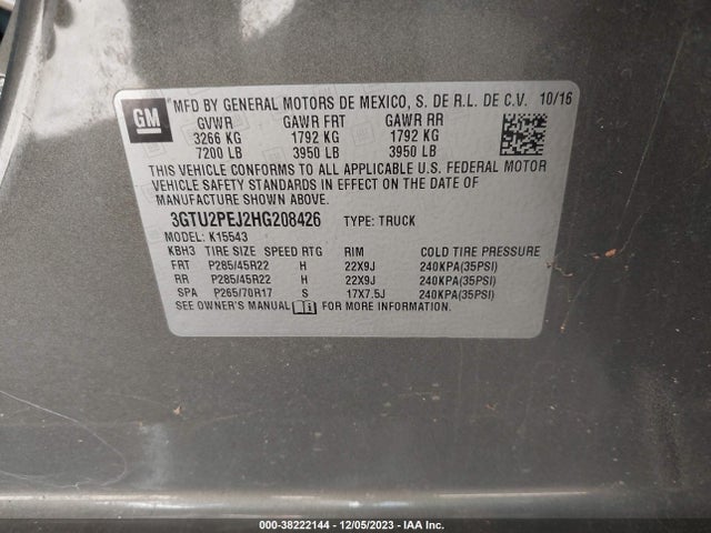 3GTU2PEJ2HG208426 GMC Sierra 1500 Denali