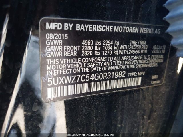 5UXWZ7C54G0R31982 BMW X3 Sdrive28i