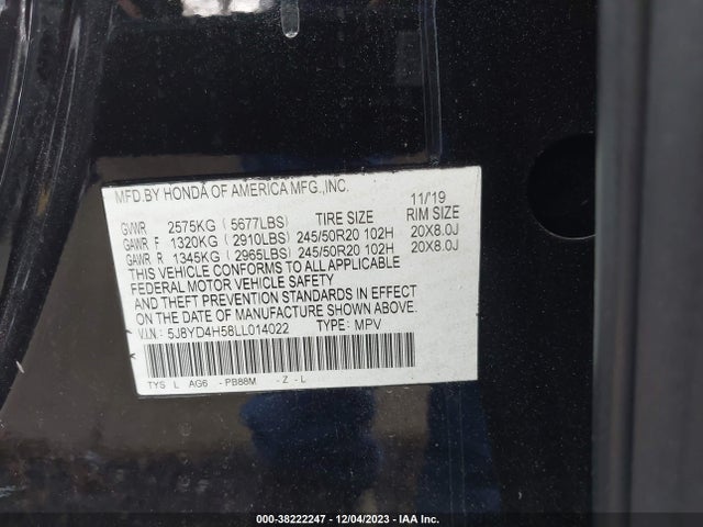 Acura Mdx Technology Package 2020 5J8YD4H58LL014022 Image 9