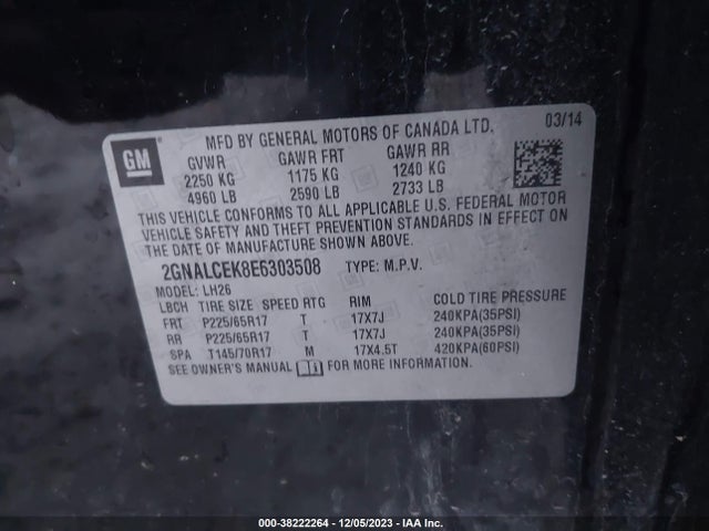 Chevrolet Equinox 2lt 2014 2GNALCEK8E6303508 Image 9