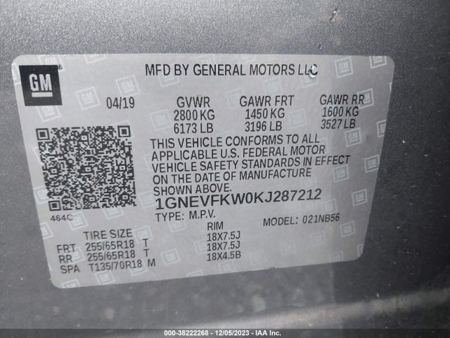 Chevrolet Traverse Ls 2019 1GNEVFKW0KJ287212 Image 9