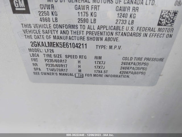 GMC Terrain Sle-1 2014 2GKALMEK5E6104211 Image 9
