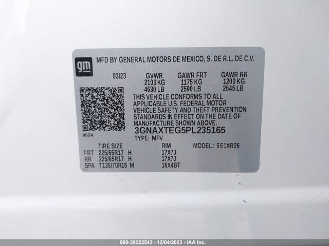 Chevrolet Equinox Awd 2fl 2023 3GNAXTEG5PL235165 Image 9