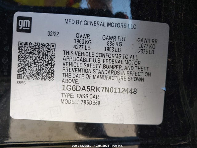 1G6DA5RK7N0112448 Cadillac Ct4 Luxury