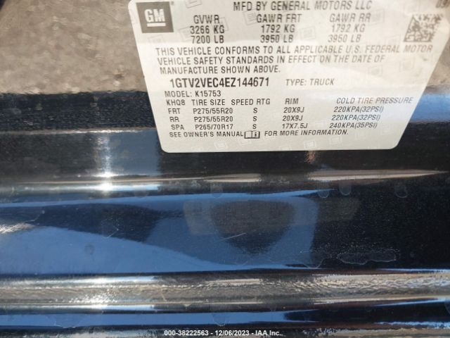 1GTV2VEC4EZ144671 GMC Sierra 1500 Slt