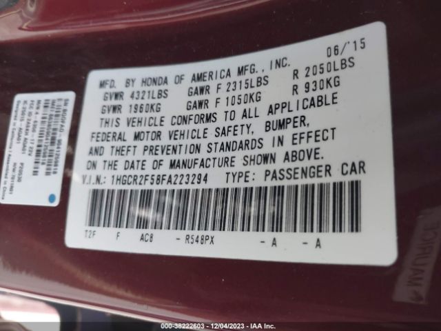 1HGCR2F58FA223294 Honda Accord Sport