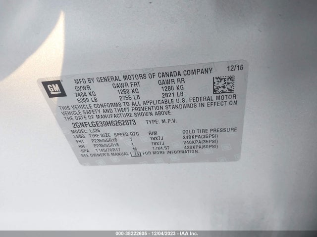 Chevrolet Equinox Premier 2017 2GNFLGE39H6262073 Image 9