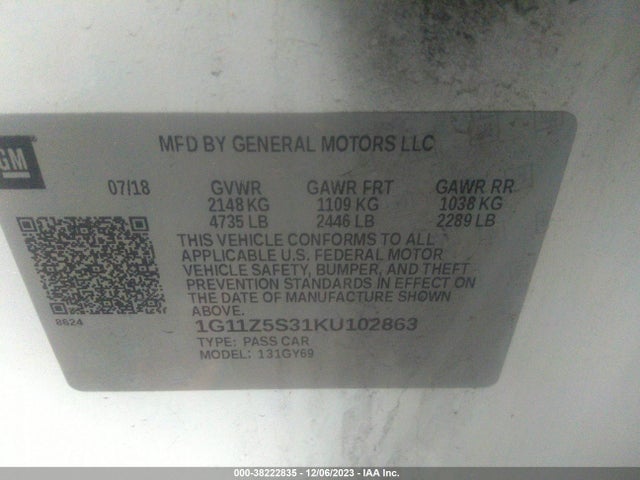 Chevrolet IMPALA LT 2019 1G11Z5S31KU102863 Image 9